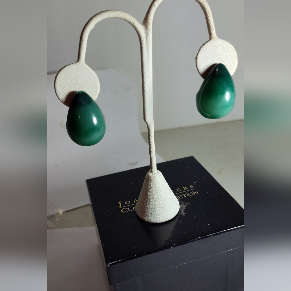 Crown & Ivy Jade Green Look Teardrop Earrings NWOT